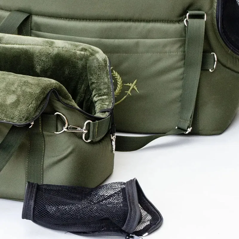 Hundeflugtasche AIR XL-LONG Lunch & Dinner – Oliv