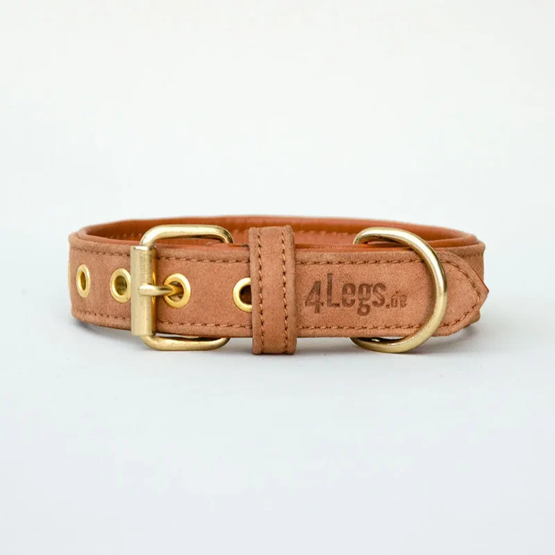 Gepolstertes Lederhalsband "Nubuk"