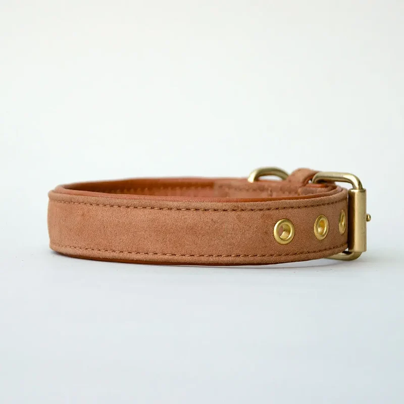 Gepolstertes Lederhalsband "Nubuk"