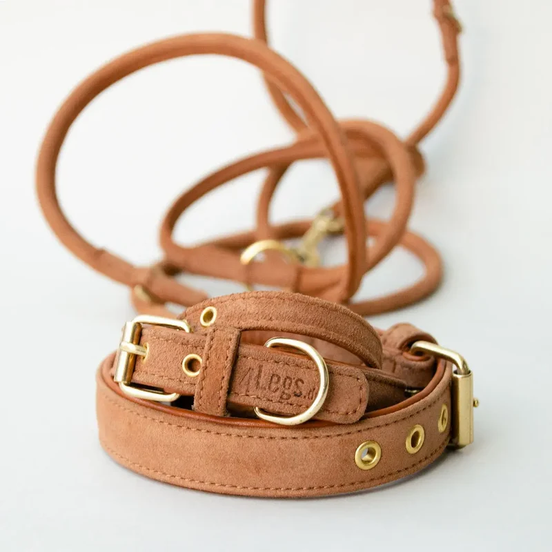 Gepolstertes Lederhalsband "Nubuk"