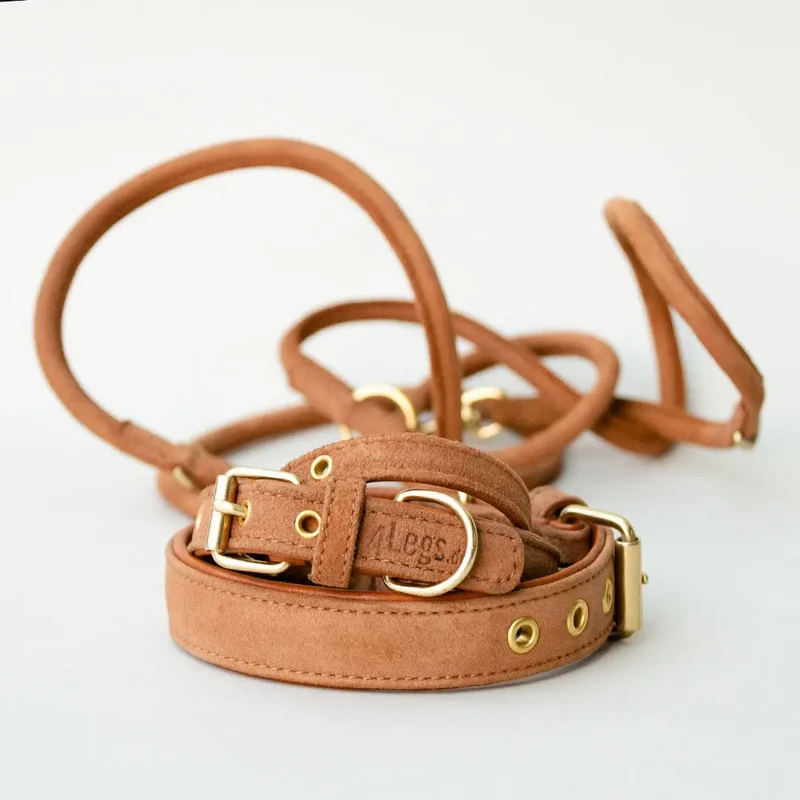 Gepolstertes Lederhalsband "Nubuk"