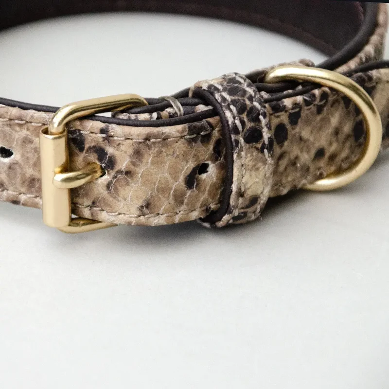 Lederhalsband mit Polsterung "Fake-Snake"