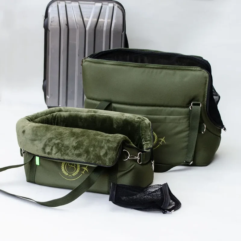 Hundeflugtasche AIR Lunch & Dinner – Oliv