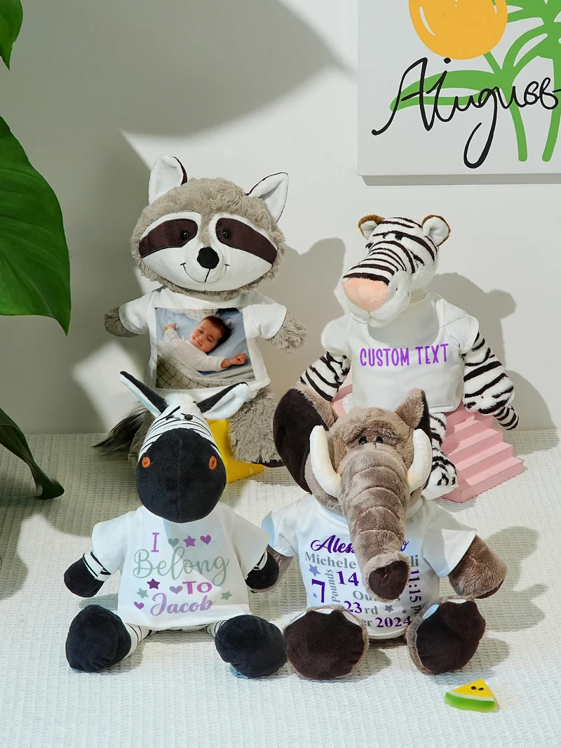 Personalisierte Tier Plüsch Kuscheltier Geburt Ankündigung Geschenk für Baby Shower