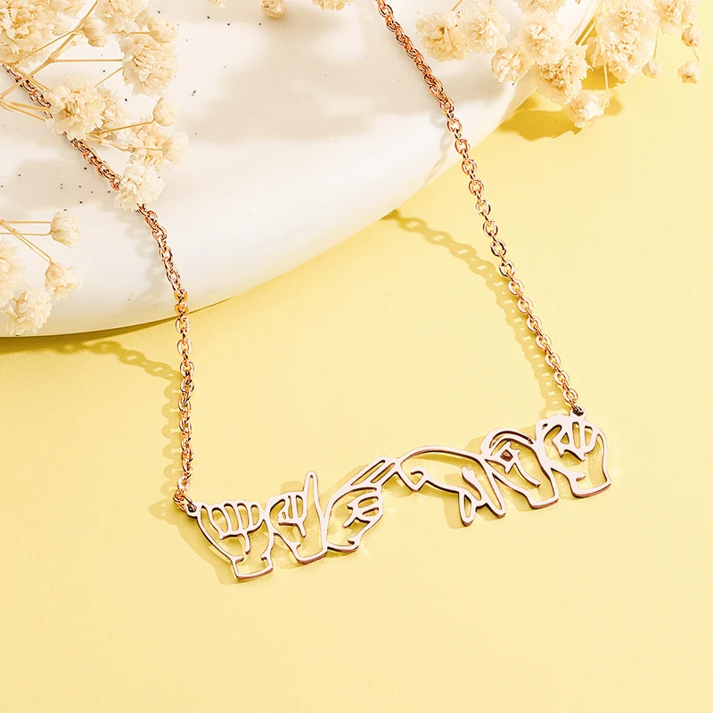 Personalisierte Zeichensprache Halskette Geschenk