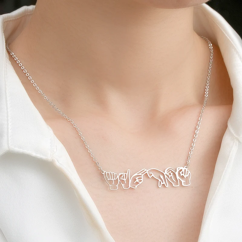 Personalisierte Zeichensprache Halskette Geschenk