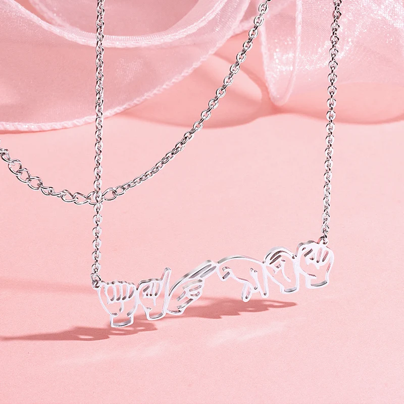 Personalisierte Zeichensprache Halskette Geschenk