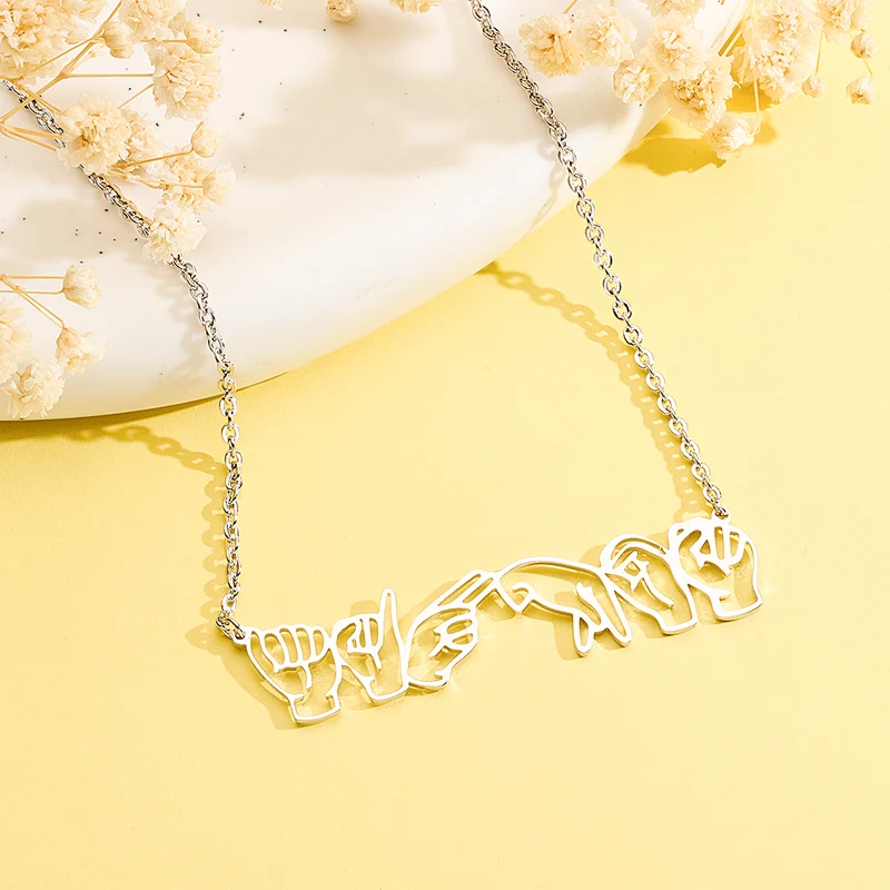 Personalisierte Zeichensprache Halskette Geschenk