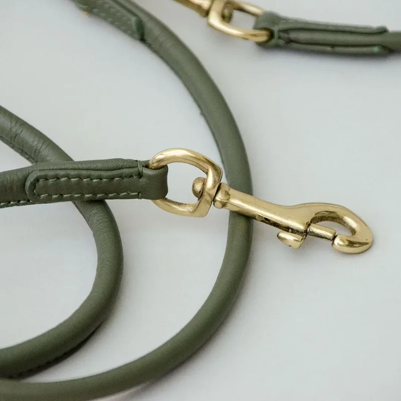 Hundeleine aus Nappaleder "Rolled Nappa" - oliv