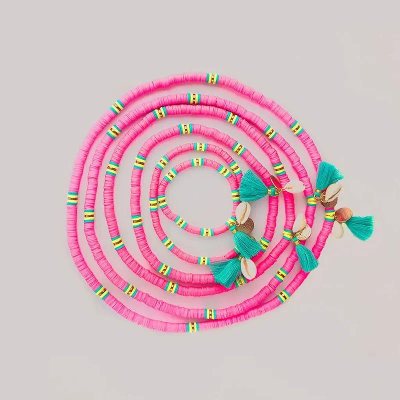 Bohemian Hundekette - "ibiza jewel PINK"