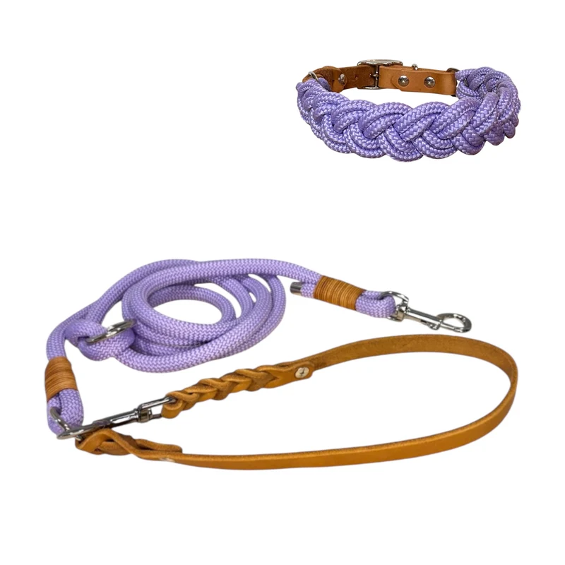 Set | Halsband & Leine 'Bright lila'