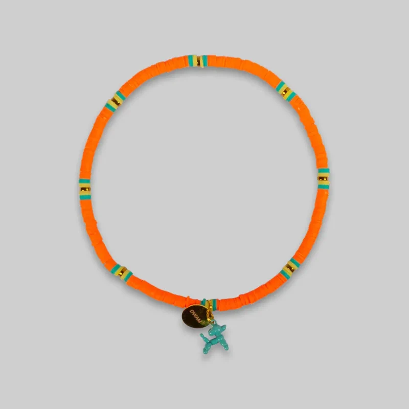 Bohemian Hundekette - "ibiza jewel ORANGE"