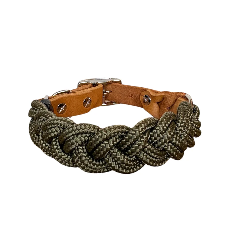 Geflochtenes Halsband - army grün