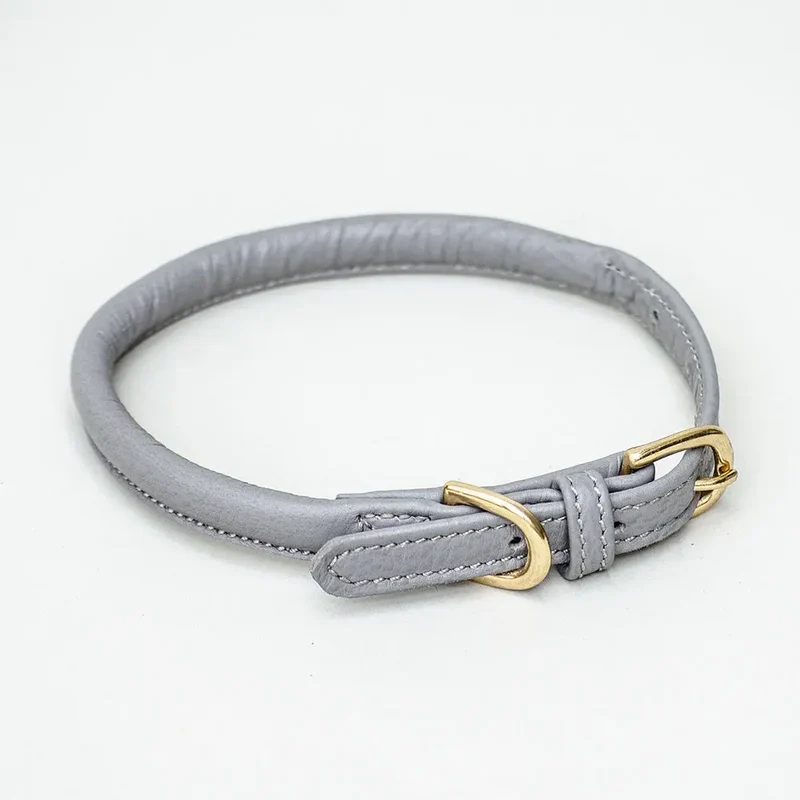 Hundehalsband aus Leder "simply chic" - grau