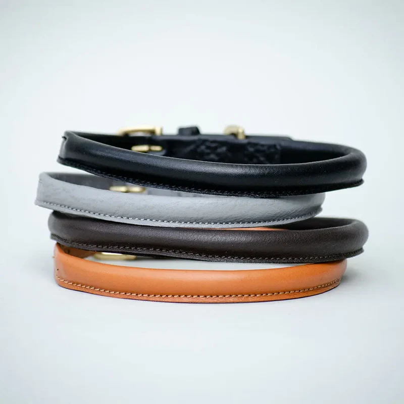 Hundehalsband aus Leder "simply chic" - grau