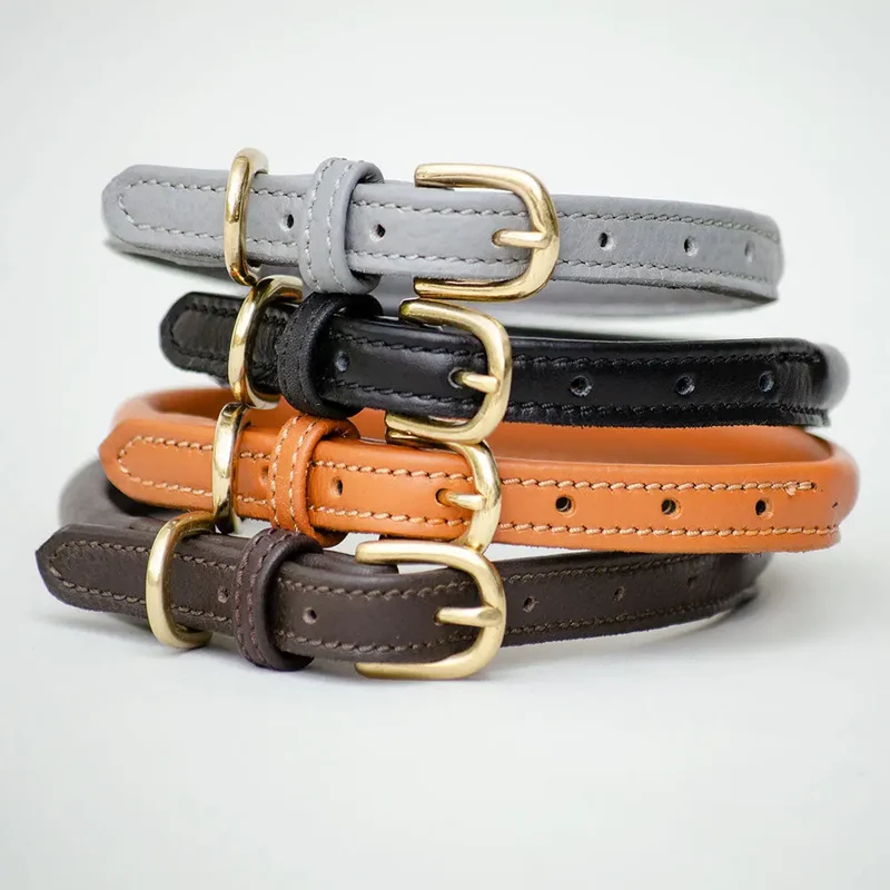 Hundehalsband aus Leder "simply chic" - grau