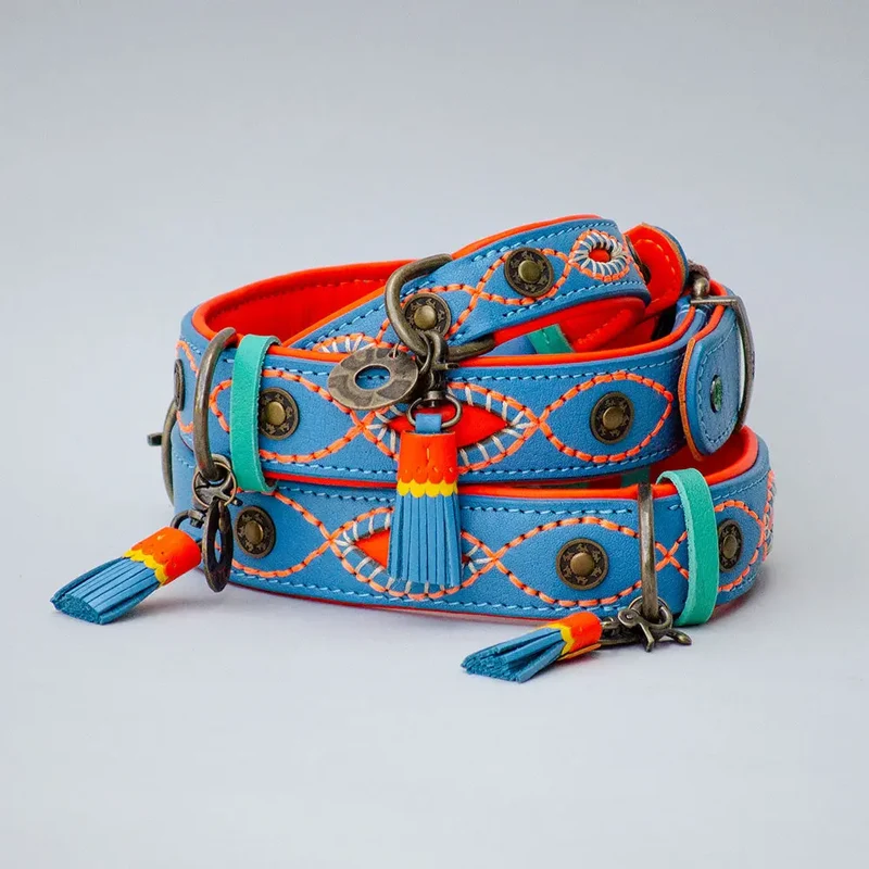 Halsband im Bohemian Look - "ibiza lounge BIG" - blau
