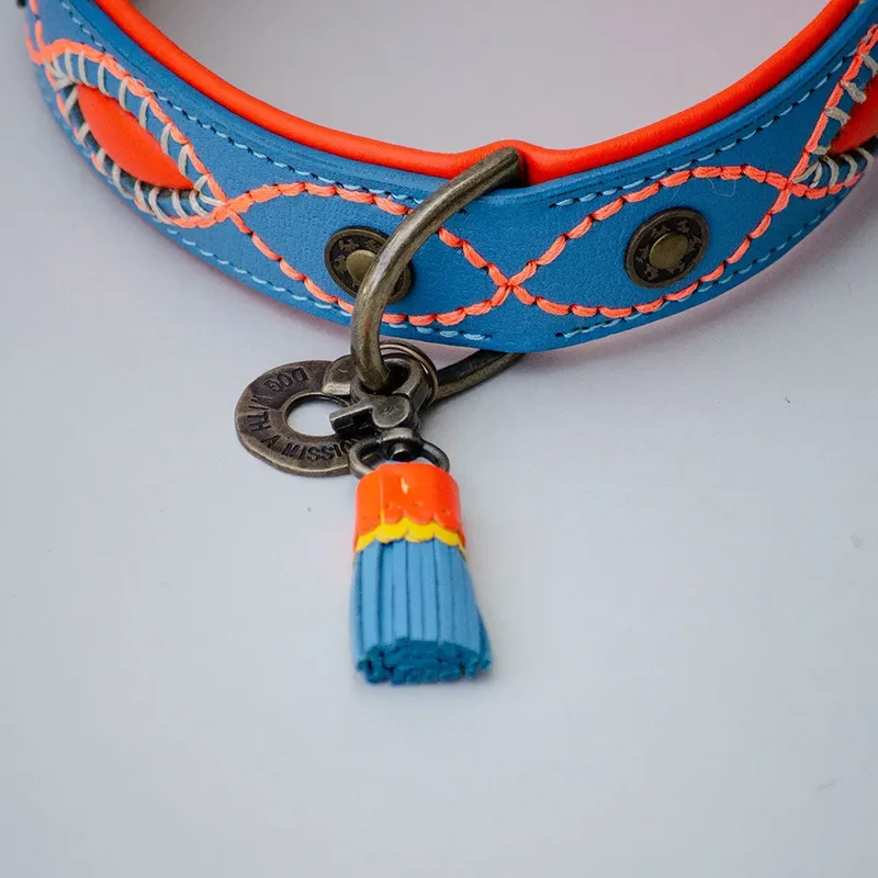 Halsband im Bohemian Look - "ibiza lounge BIG" - blau
