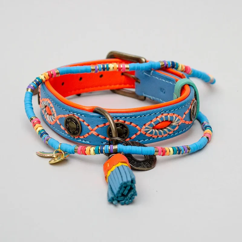 Halsband im Bohemian Look - "ibiza lounge BIG" - blau