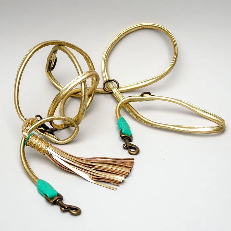 Leine im Boho Stil - "Glamour Gold"