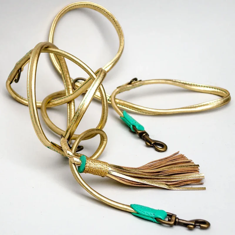 Leine im Boho Stil - "Glamour Gold"