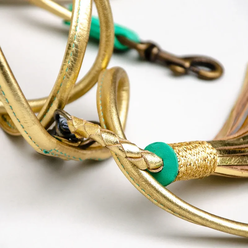 Leine im Boho Stil - "Glamour Gold"