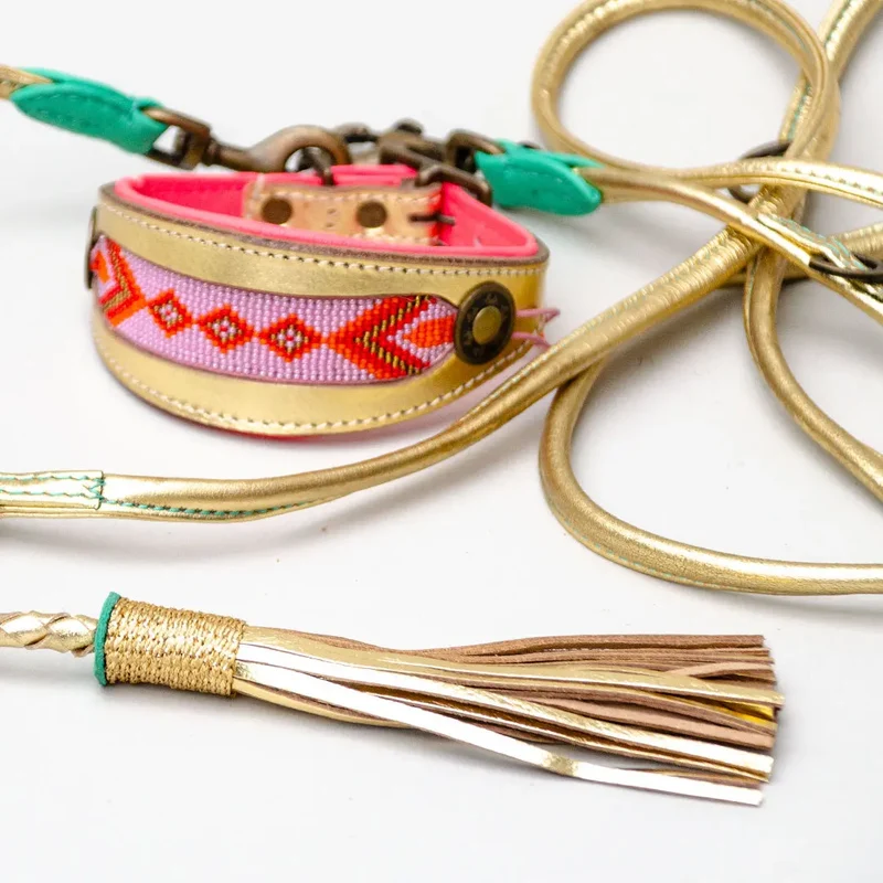 Leine im Boho Stil - "Glamour Gold"