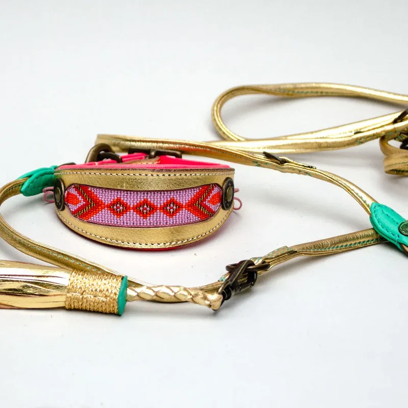 Leine im Boho Stil - "Glamour Gold"