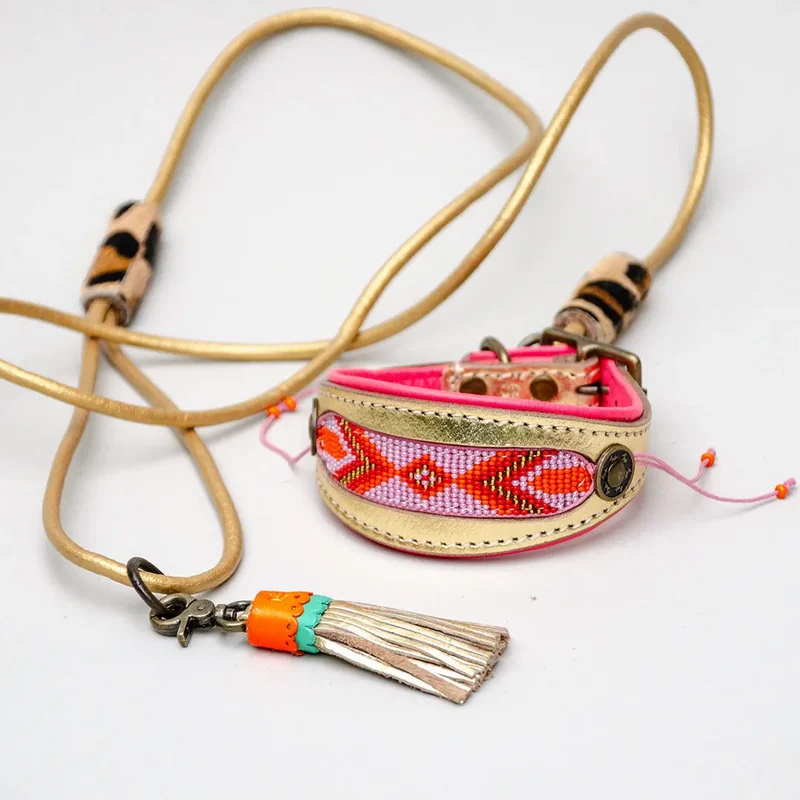 Boho Leine für kleine Hunde- "Goldie"