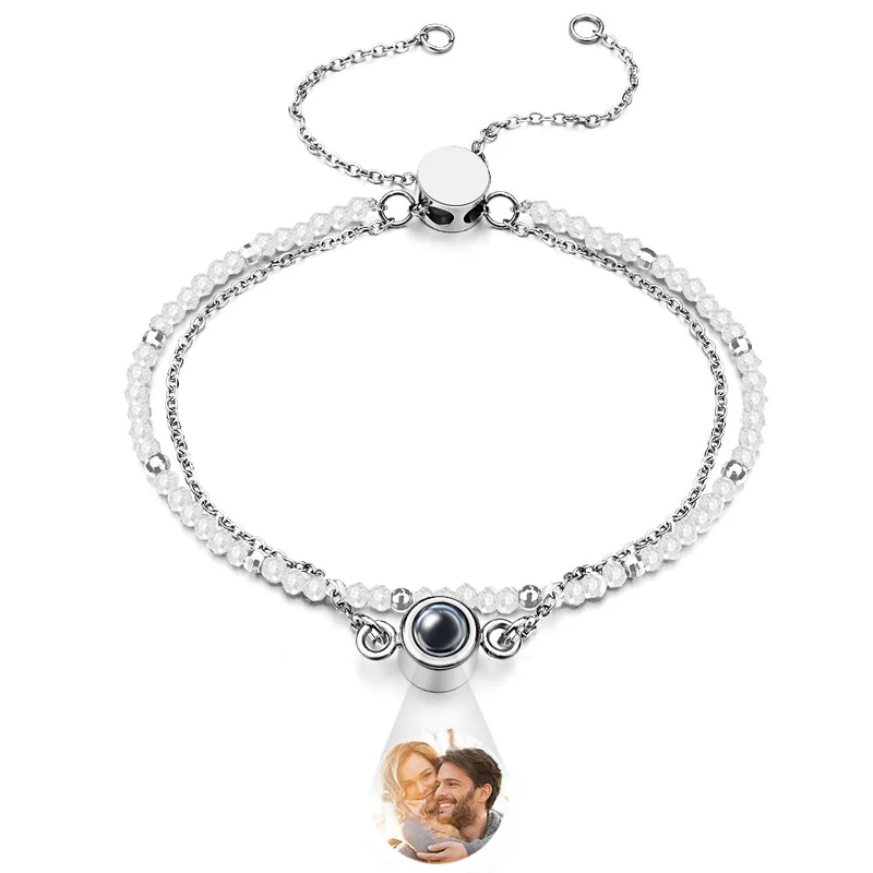 Personalisierte Foto Projektion Kristall Double Layer Armband