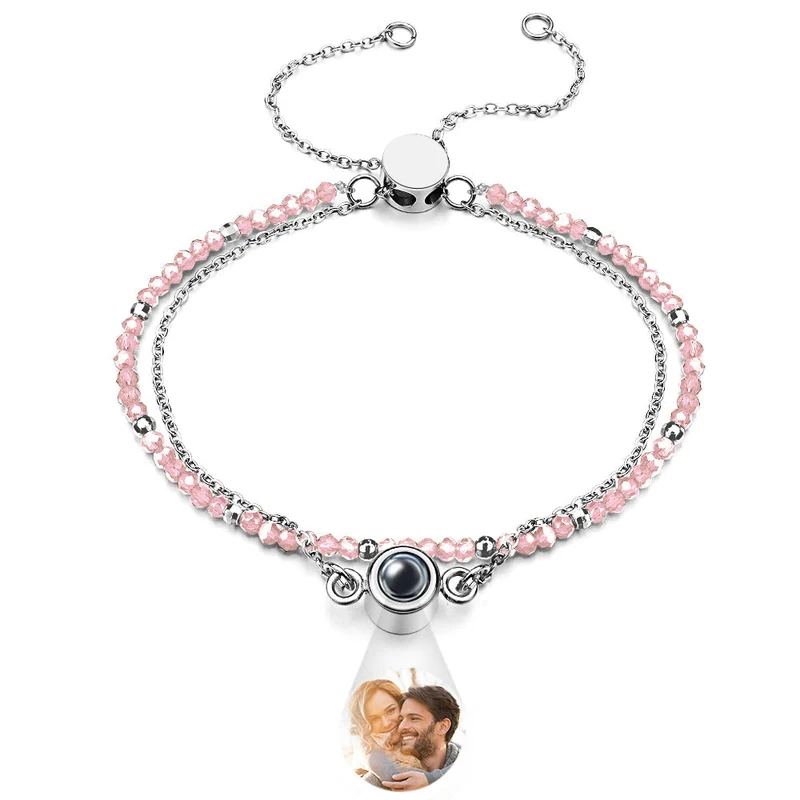 Personalisierte Foto Projektion Kristall Double Layer Armband
