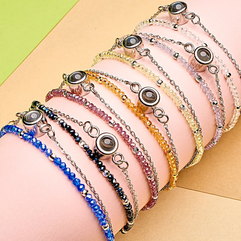 Personalisierte Foto Projektion Kristall Double Layer Armband