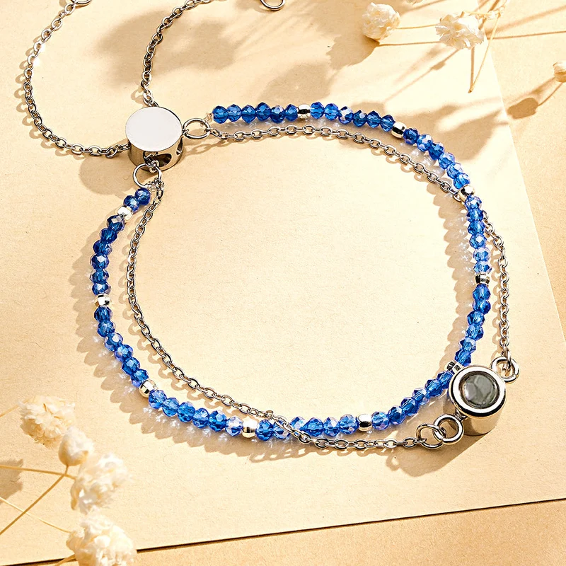 Personalisierte Foto Projektion Kristall Double Layer Armband