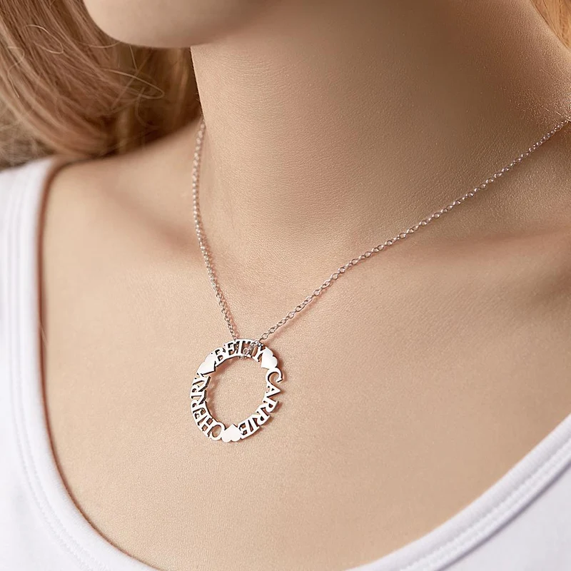Halskette Kreis mit Namen - Runde Halskette Schmuck Geschenke