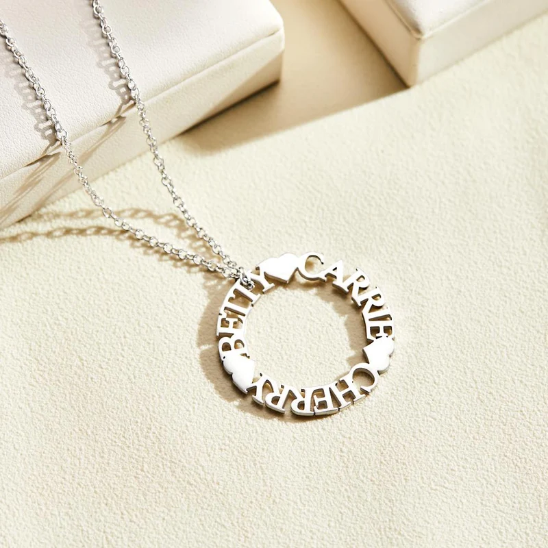 Halskette Kreis mit Namen - Runde Halskette Schmuck Geschenke