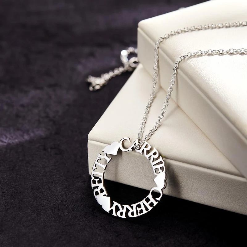 Halskette Kreis mit Namen - Runde Halskette Schmuck Geschenke