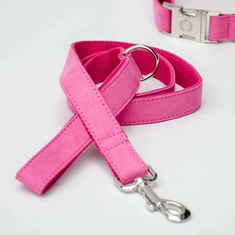 Velours Hundeleine "Color up" - pink