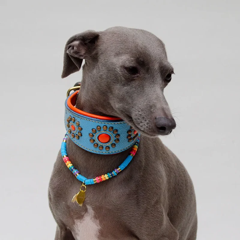 Bohemian Hundekette - "ibiza jewel BLUE"