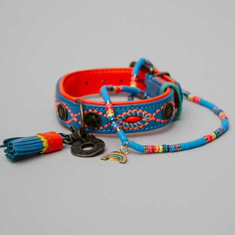 Bohemian Hundekette - "ibiza jewel BLUE"