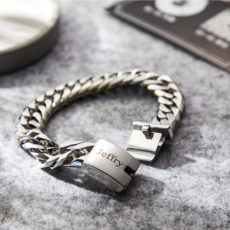 Personalisierbares Armband Edelstahl mit Gravur - Geschenk für Männer