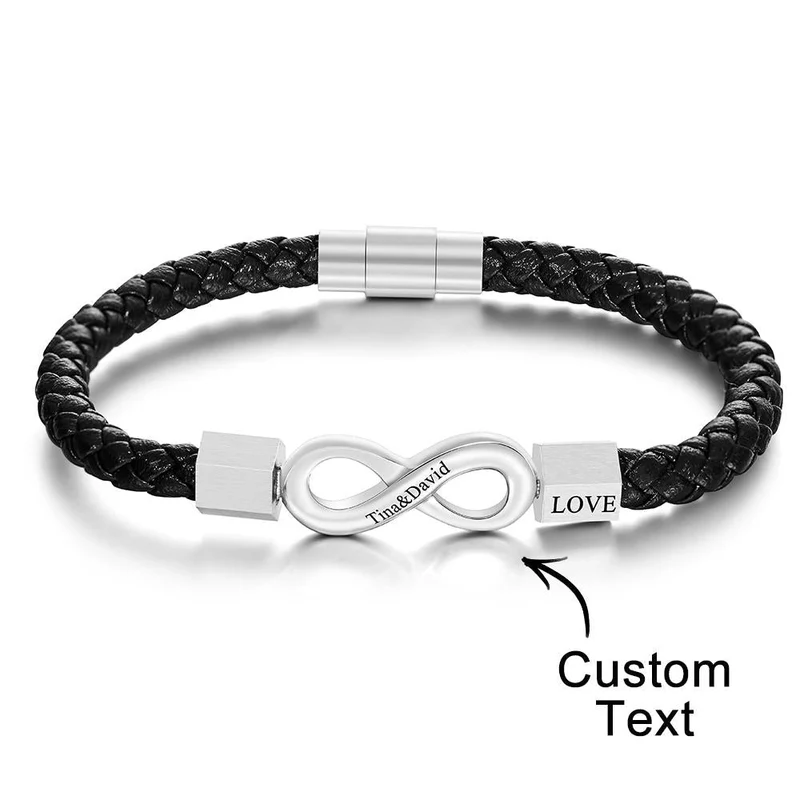 Lederarmband mit Text & Unendlichkeitssymbol - Geschenk für Boyfriend