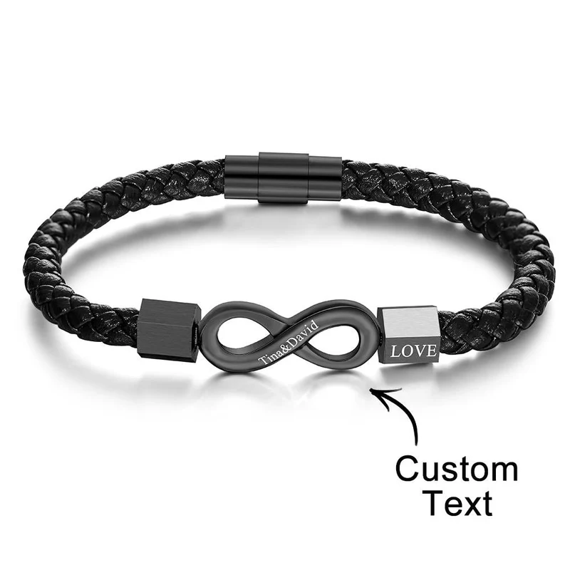 Lederarmband mit Text & Unendlichkeitssymbol - Geschenk für Boyfriend