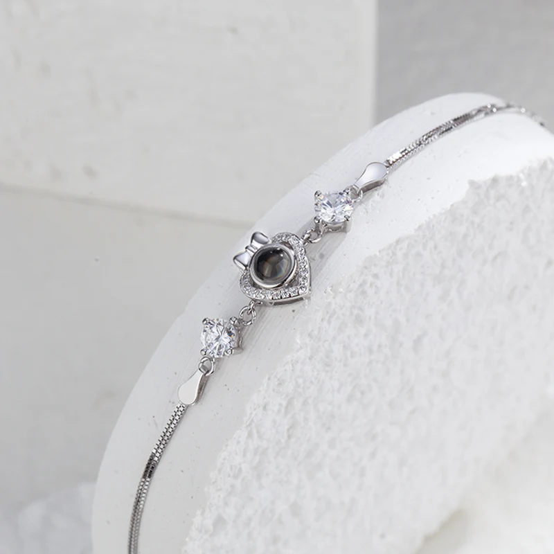 Herz Armband Foto Projektion Schmuck 925 Sterling Silber