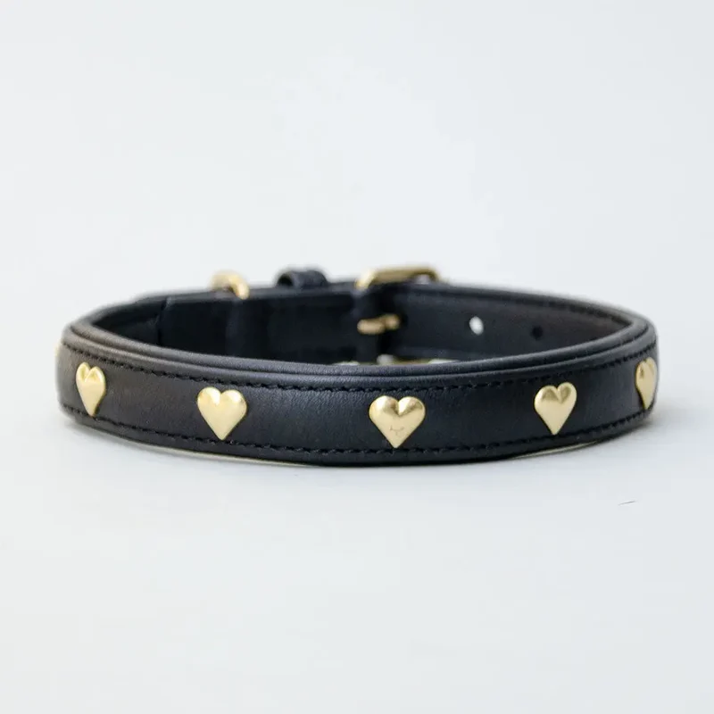 Lederhalsband "Heart of Gold" - Black