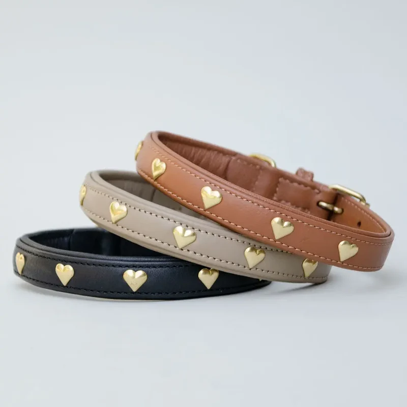 Lederhalsband "Heart of Gold" - Black
