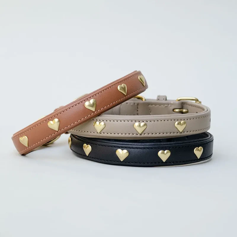 Lederhalsband "Heart of Gold" - Black