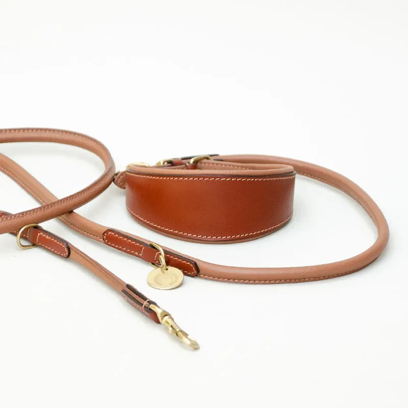 Windhund Lederhalsband - "Nappa Greyhound" - tan