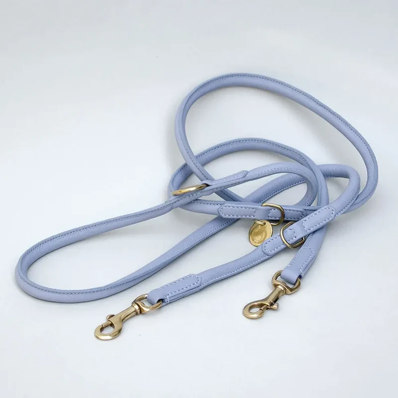 Hundeleine "Rolled Nappa" - bleu