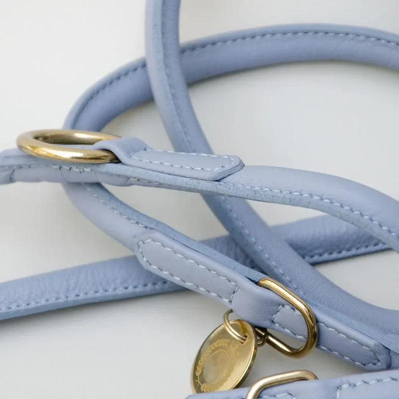 Hundeleine "Rolled Nappa" - bleu