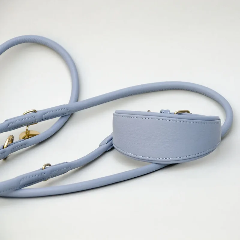 Hundeleine "Rolled Nappa" - bleu